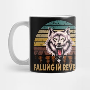 wolf face falling in reverse tour text white black shirt gift fans logo text Mug